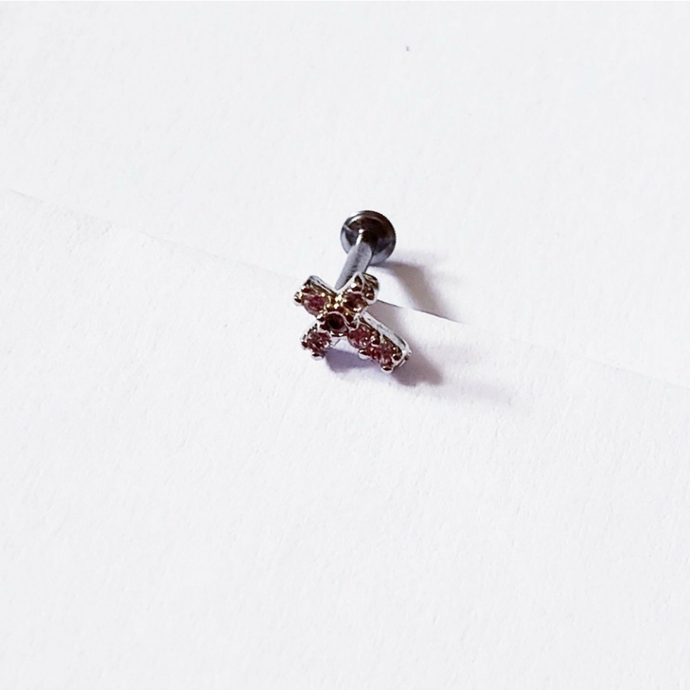 16g cross Tragus helix conch cartilage piercing